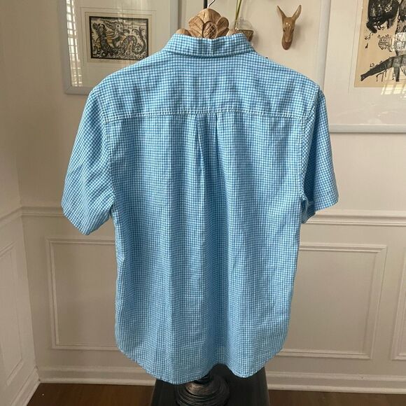 Tommy Bahama Linen Cotton Blue Gingham Short Sleeve Button Up Shirt M - Picture 5 of 6